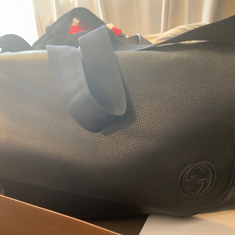 Gucci Navy Blue Leather SOHO Diaper Messenger Bag